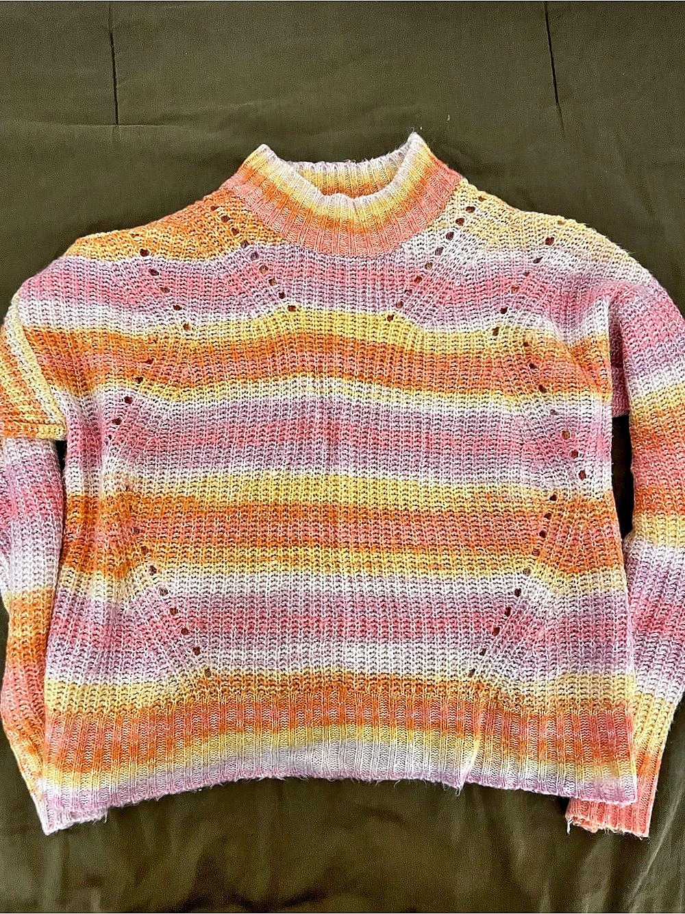 hooked up Striped Crewneck Sweater in Pink & Orange